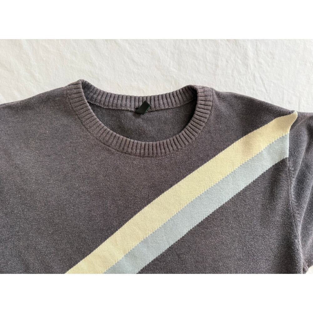 Stile Benetton Unisex Sweater Gray Blue White Size MED 100% Cotton - Picture 4 of 10